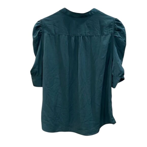 ✨Abercrombie & Fitch Ruched Sleeve Sz Small Emerald Green Women’s Top✨ - Picture 4 of 7